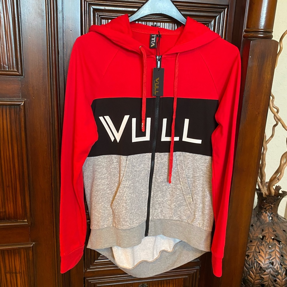 New Vull Hoodie Women's XL Red Black Gray Full Zip Up